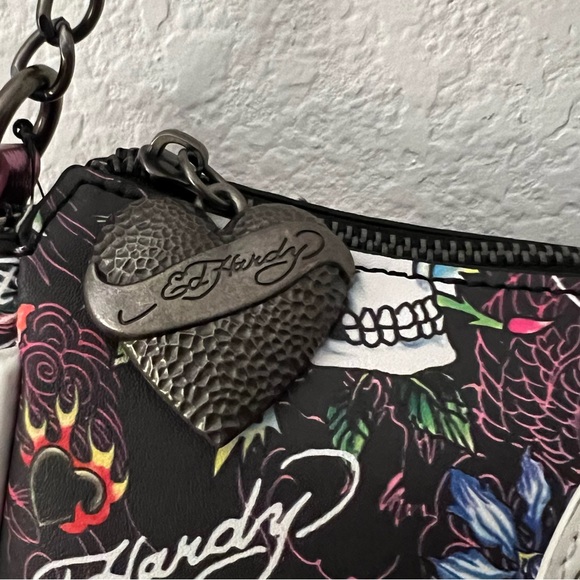 NEW! Authentic Ed Hardy Skull & Roses Convertible Crossbody & Shoulder Bag - Picture 4 of 12